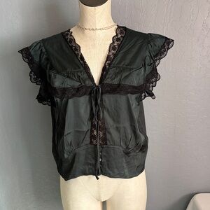 New! Aurelle satin lace trim top